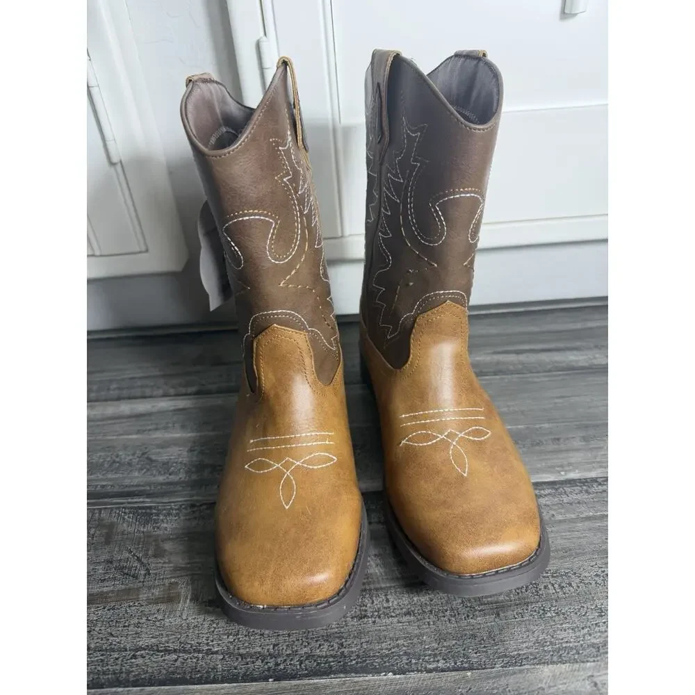 Wonder‎ Nation Boys Boots Size 4 Big Kid Cowboy Boots Western Rodeo Embroidered